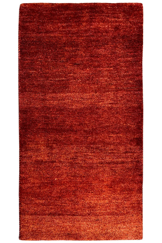 Gabbeh rug, red rectangle, distinct border, flat-weave look