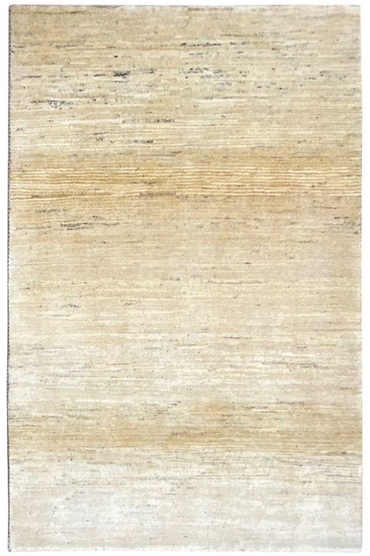 Gabbeh rug (184×118 cm), flat-woven, large beige pattern without a border