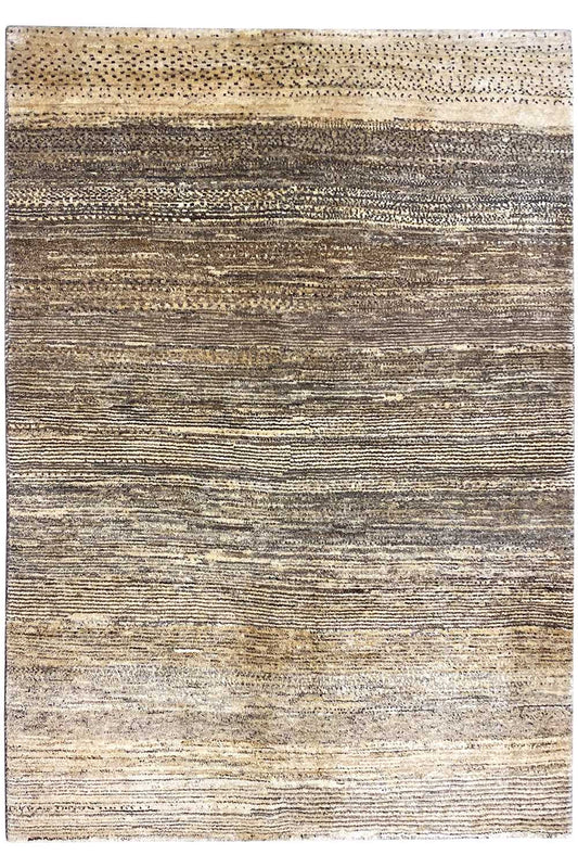 Gabbeh rug, flat-woven pattern in beige, brown and dark grey