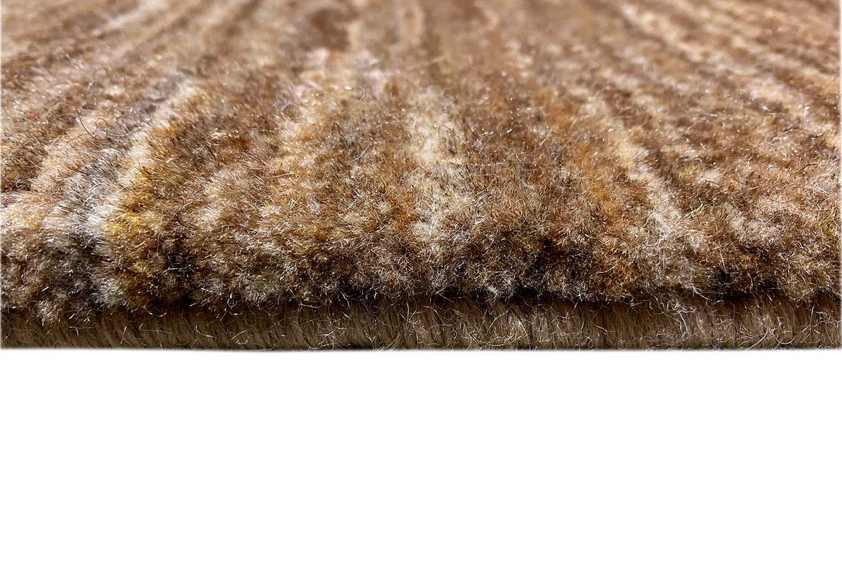 Carpet pile in warm brown, dense and short-pile