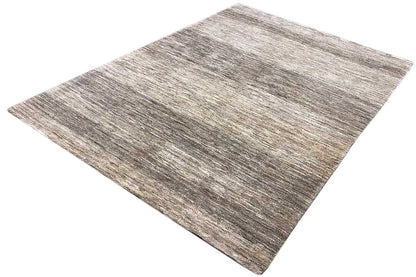 Gabbeh rug, diagonal view, mottled beige-gray with clear, calm lines