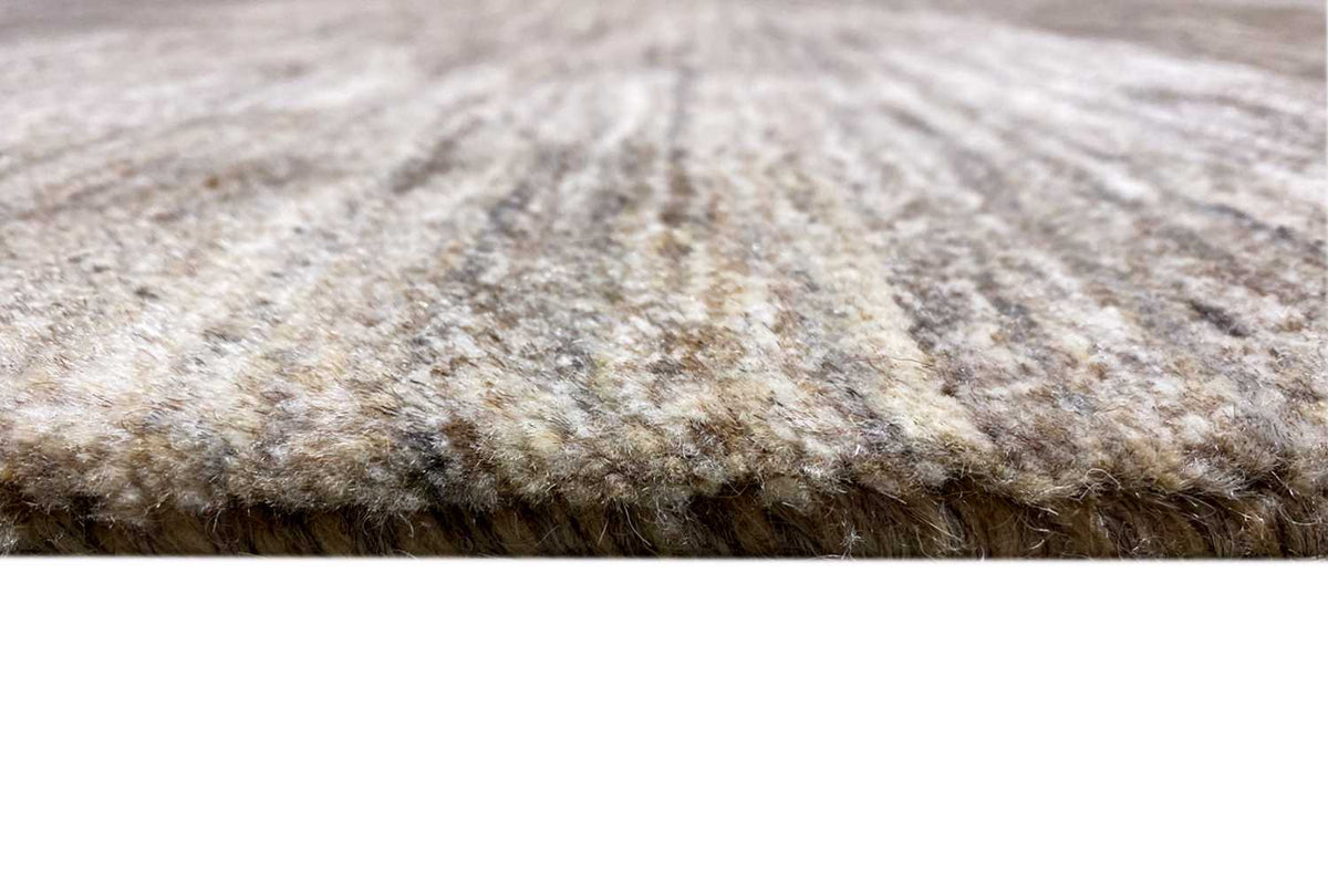 Gabbeh rug, pile detail, dense mottled beige-gray look with short fibers