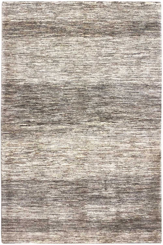 Gabbeh rug, rectangular, mottled in beige and gray with a fine linear pattern