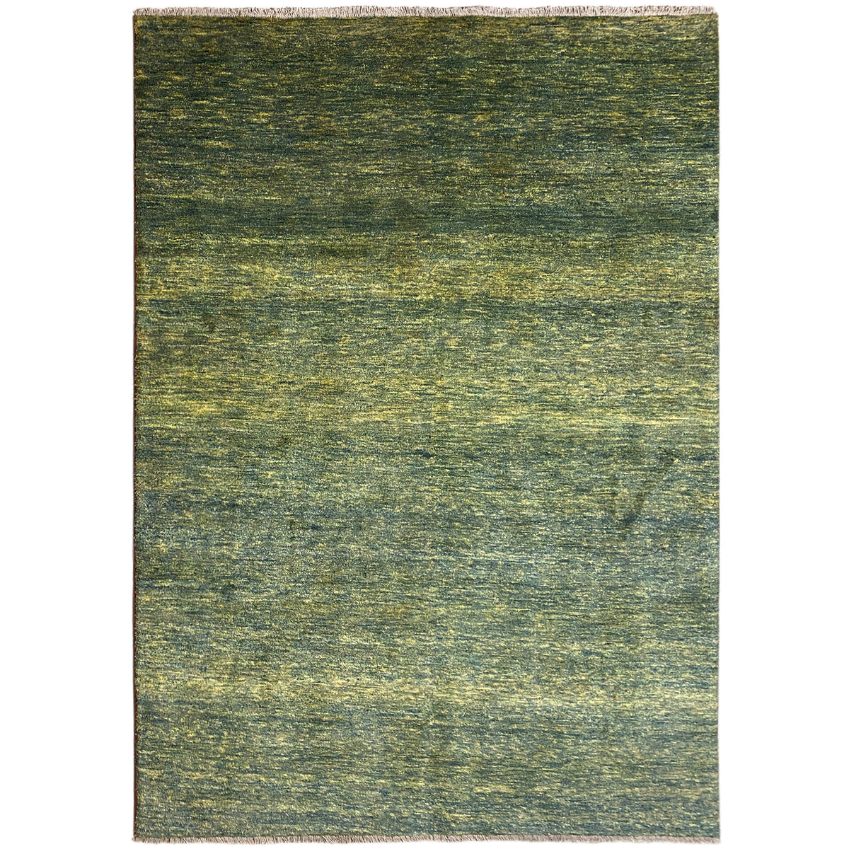 Gabbeh rug in green with a mottled, uniform surface texture, rectangular