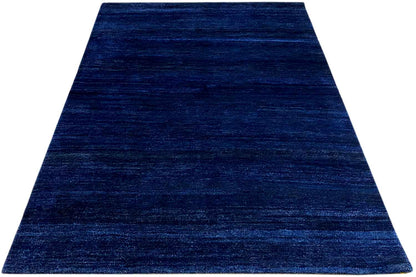 Blue Gabbeh rug, flat-woven patterned surface in a rectangular shape