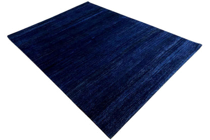 Blue Gabbeh rug, diagonal view with an even pattern