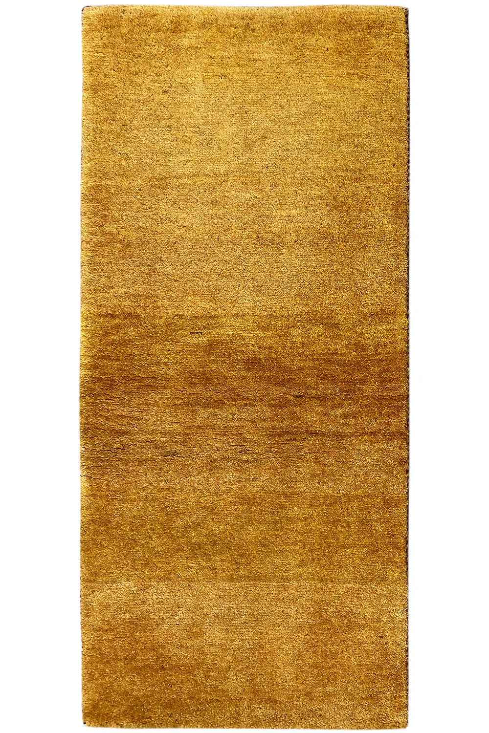 Gabbeh rug 131x62 cm, rectangular surface in mustard gold, uniform pattern
