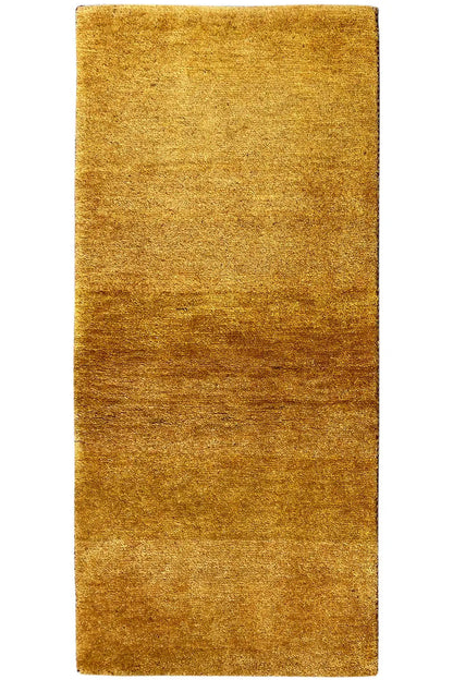 Gabbeh rug 131x62 cm, rectangular surface in mustard gold, uniform pattern