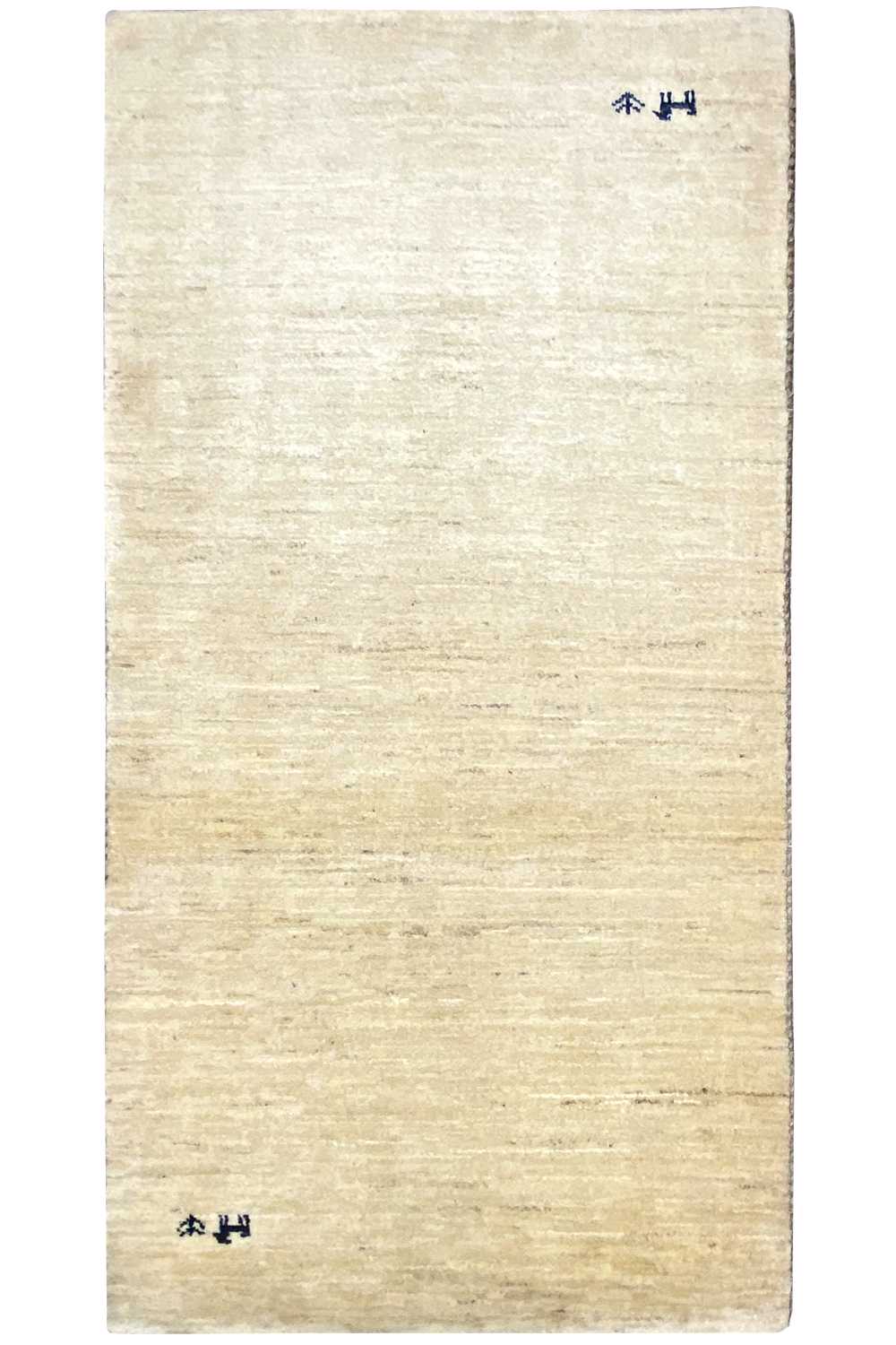 Gabbeh rug 146x74 cm, light beige rectangular surface, neatly finished edge