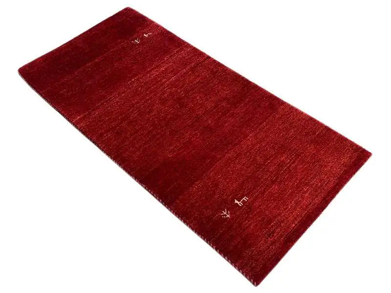 Red Gabbeh rug, rectangular, 140x67 cm, simple border