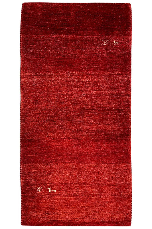 Red Gabbeh rug, rectangular, 140x67 cm, subtle lines