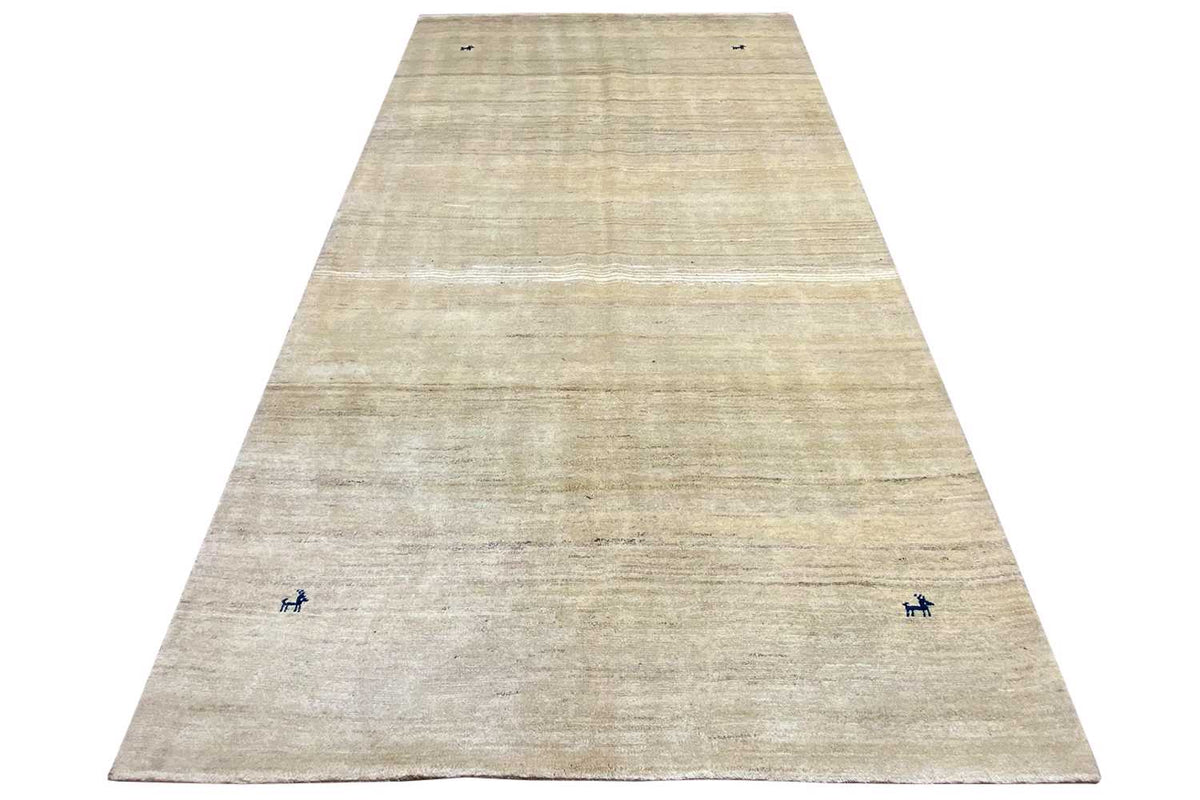 Cream-colored carpet with even runs; subtle lines, blue markings