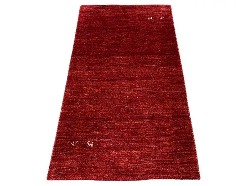 Gabbeh rug 133x70 cm, mottled red-brown, plain surface with subtle accents