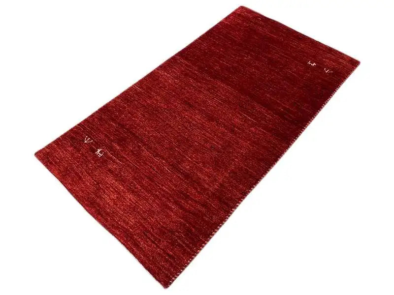 Gabbeh rug 133x70 cm, red heathered pile with a subtle linear pattern