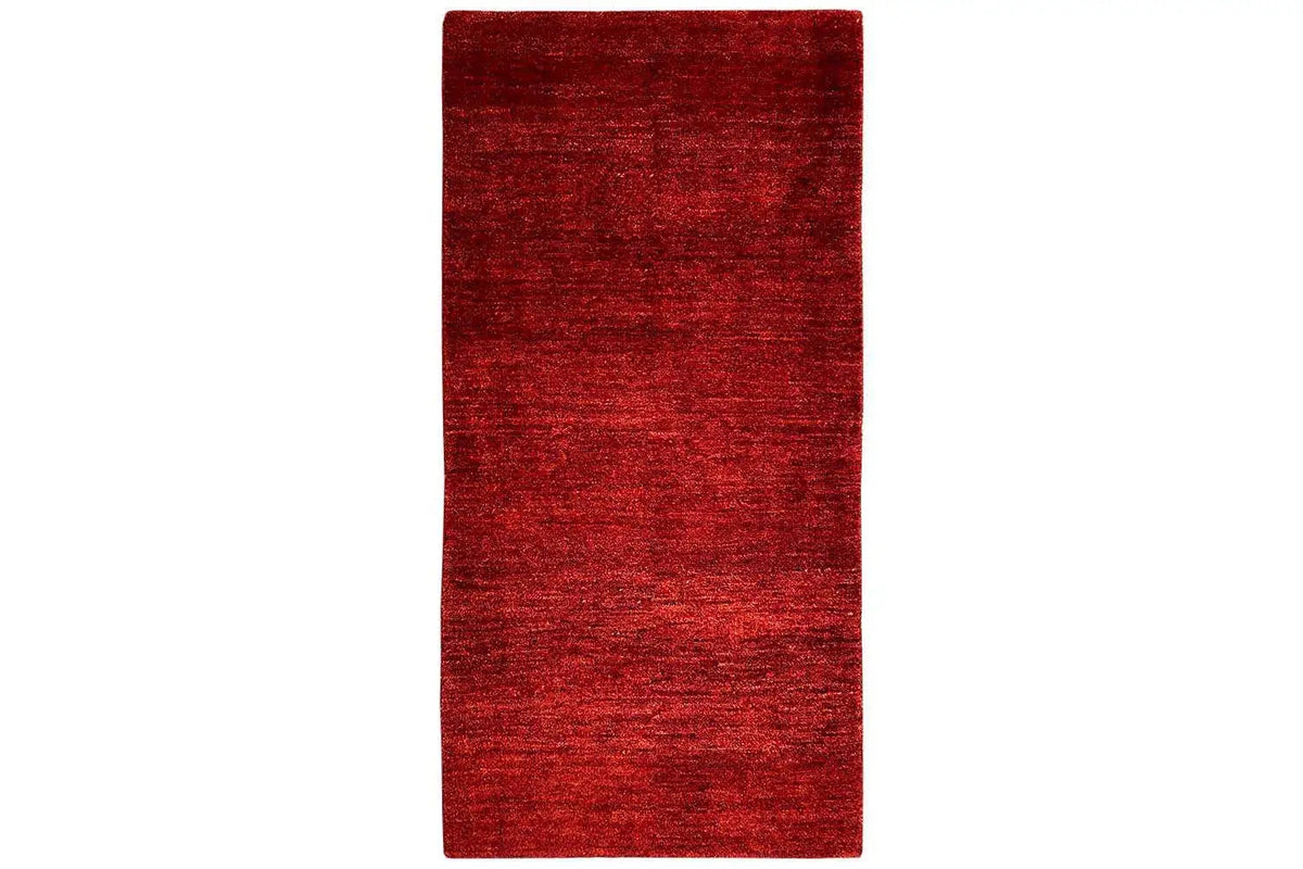 Red Gabbeh rug, 171x82 cm, rectangular, even pile texture