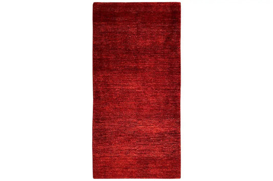 Red Gabbeh rug, 171x82 cm, rectangular, even pile texture