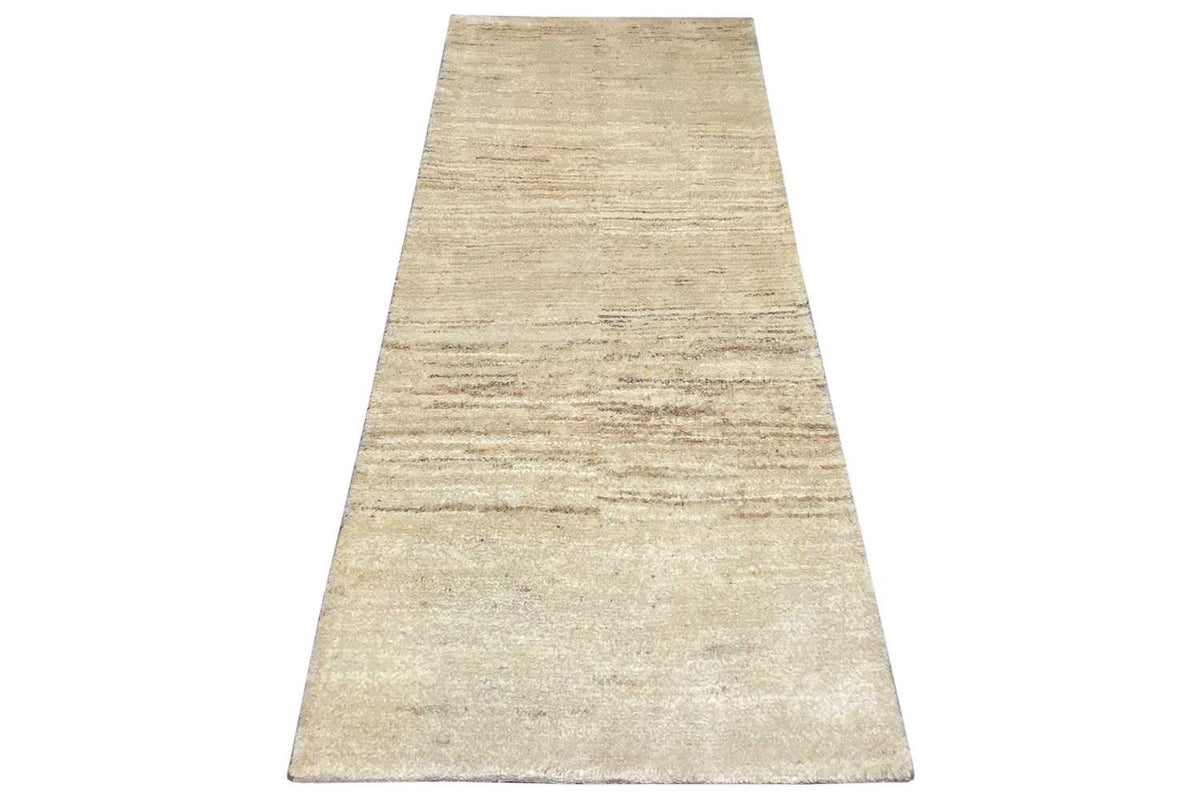 Gabbeh rug, narrow runner, light beige mottling with fine lines