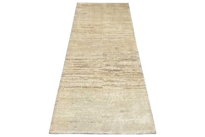 Gabbeh rug, narrow runner, light beige mottling with fine lines