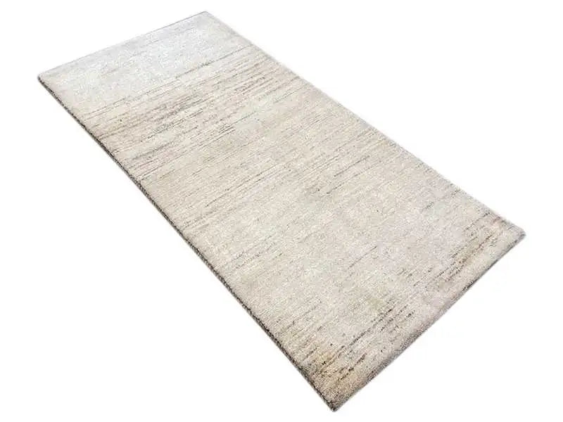 Gabbeh rug, rectangular, beige mottled pattern with fine diagonal lines