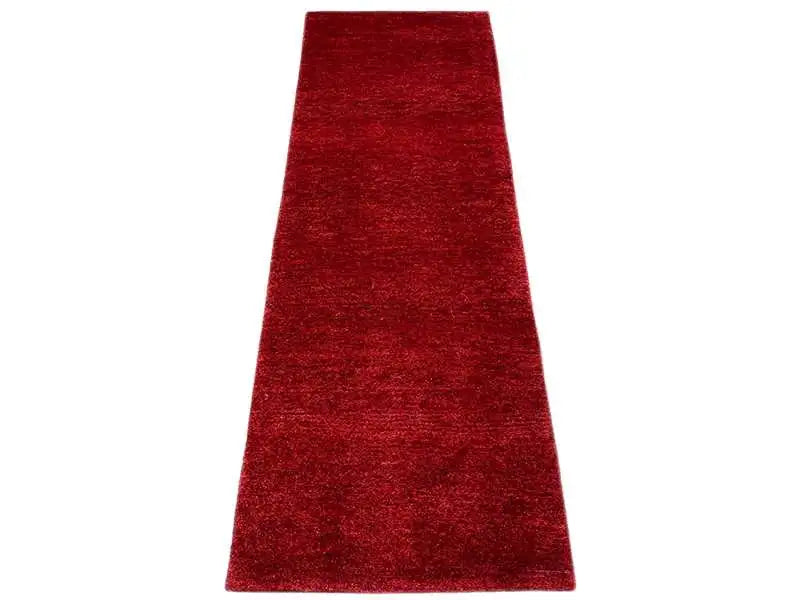 Gabbeh carpet runner, red pile, narrow rectangular with a straight edge