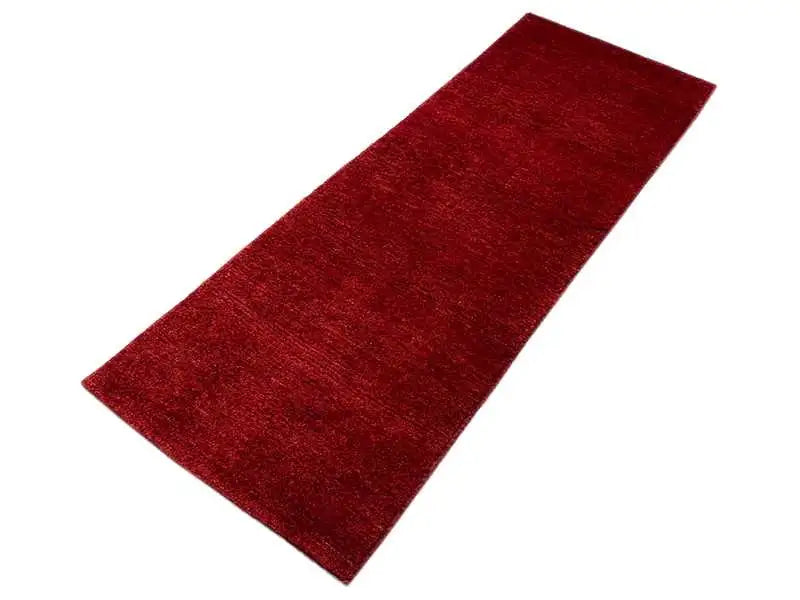 Gabbeh rug runner, red pile, rectangular, flat-weave