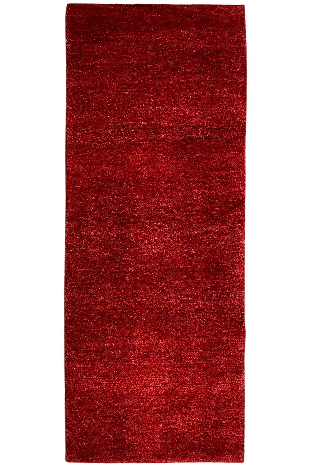 Gabbeh rug runner, red pile, rectangular shape, even surface