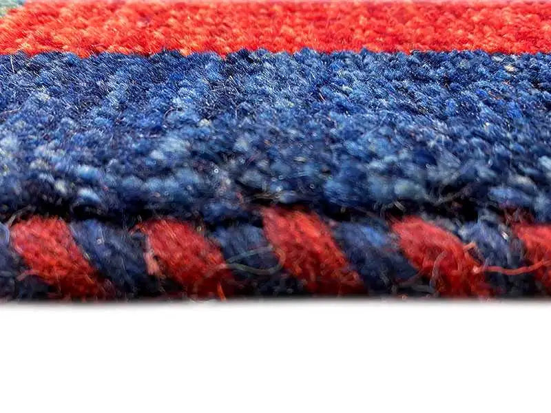 Gabbeh rug 140x100 cm with a dense pile in blue and red