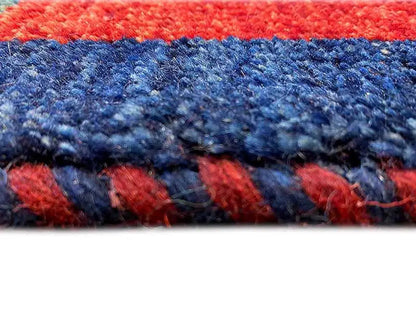 Gabbeh rug 140x100 cm with a dense pile in blue and red