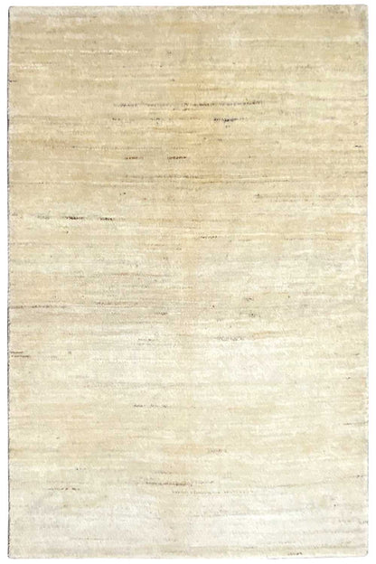 Gabbeh rug 174x110 cm, light beige, subtle striped texture, neatly finished edges