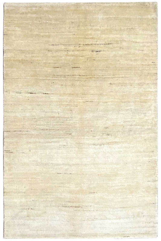 Gabbeh rug 174x110 cm, light beige, subtle striped texture, neatly finished edges