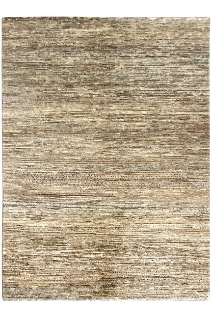 Square Gabbeh rug, all-over textured pattern in beige and brown