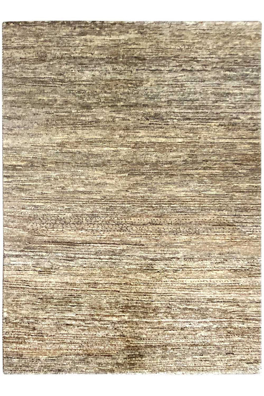 Square Gabbeh rug, all-over textured pattern in beige and brown