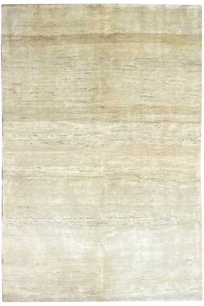 Gabbeh rug in light beige, rectangular surface with a matte, even texture