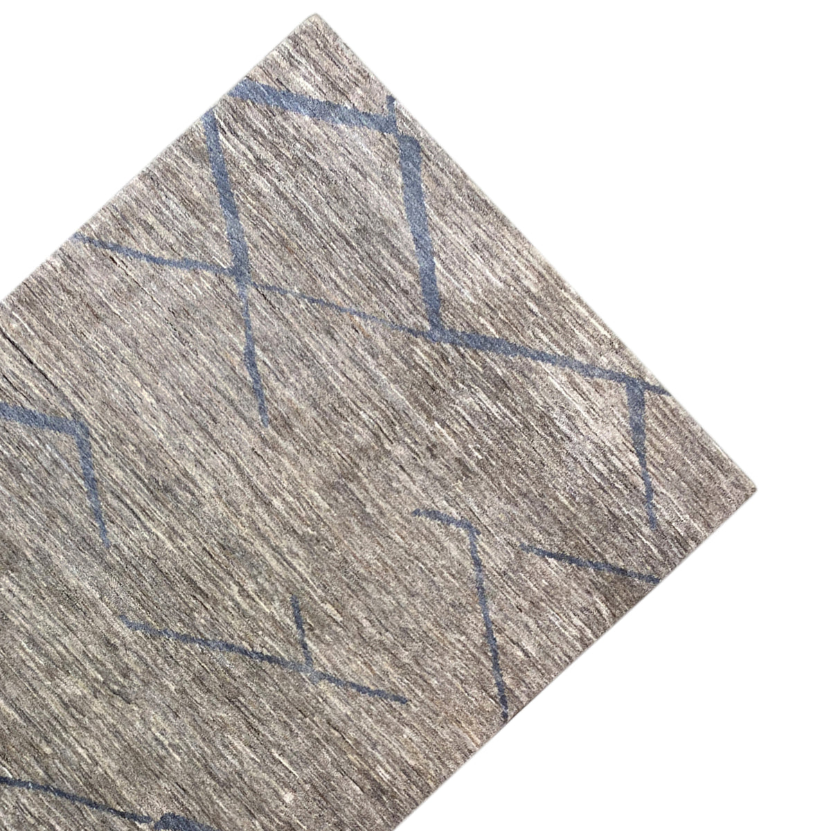 Gabbeh rug, close-up of the vine-diamond-line pattern in gray and blue