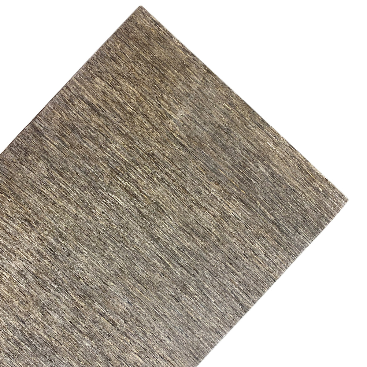 Gabbeh rug in dark beige, mottled stripe pattern, even surface