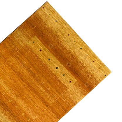 Gabbeh rug, honey brown, with a striped pattern and individual dark dot markings