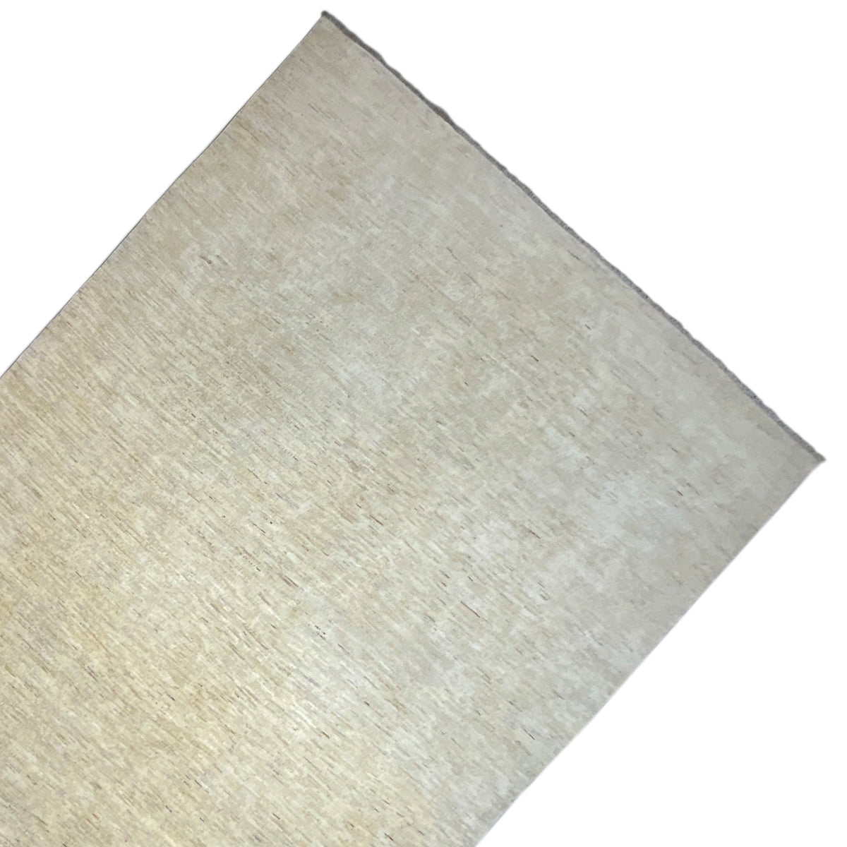 Gabbeh rug in light beige with a finished edge and clean, geometric design