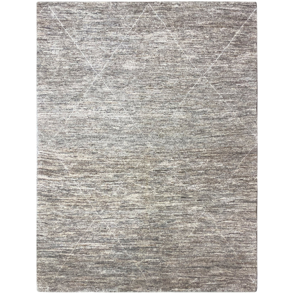 Gabbeh-Teppich 211x149 cm, rechteckig, meliertes Grau-Beige mit dezenter Linienstruktur