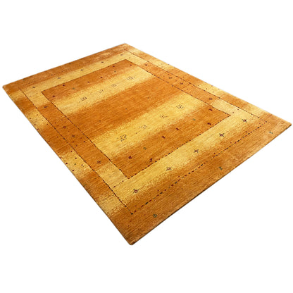 Gabbeh rug 235x165 cm, diagonal: rectangular inset areas in ochre and beige