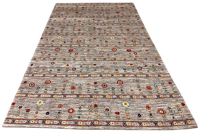 Gabbeh rug, gray-blue with a narrow border strip and many medallion patterns