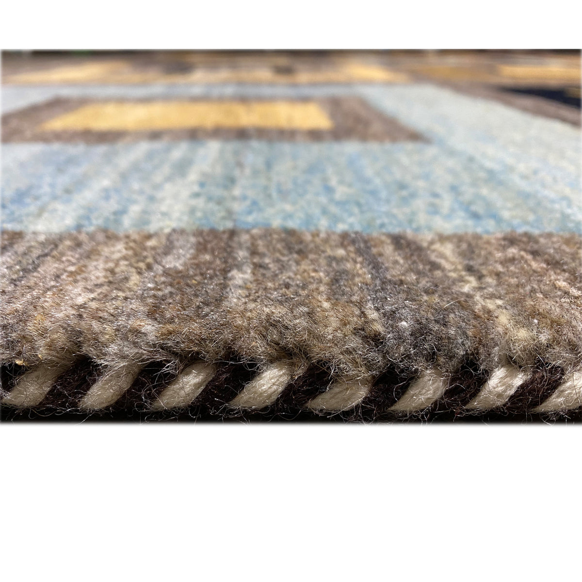 Gabbeh rug close-up of the pile height with visible textile texture