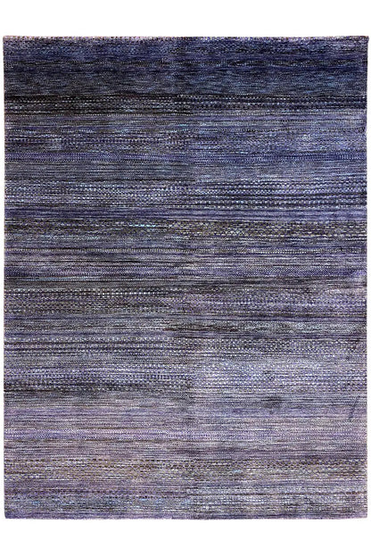 Lori Gabbeh rug, front view with a blue-violet striped pattern