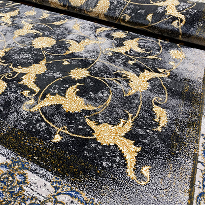 Rug 160x230 cm with a dark background and gold ornaments, aged look