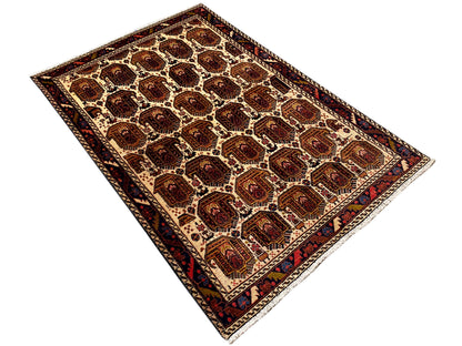Shahre Babak rug 154x105 cm with medallion pattern, colorful borders, and ornamental areas