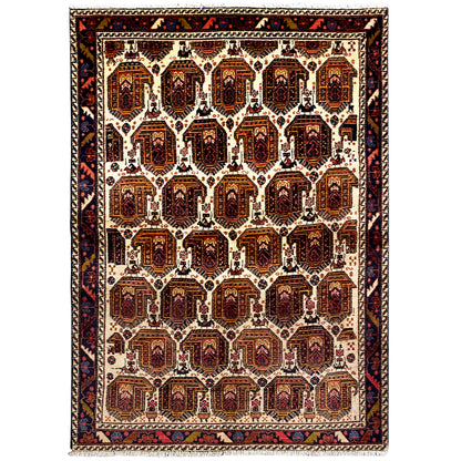 Shahre Babak rug (154x105 cm), full rug with medallions in a grid and dark border