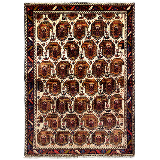 Shahre Babak rug (154x105 cm), full rug with medallions in a grid and dark border