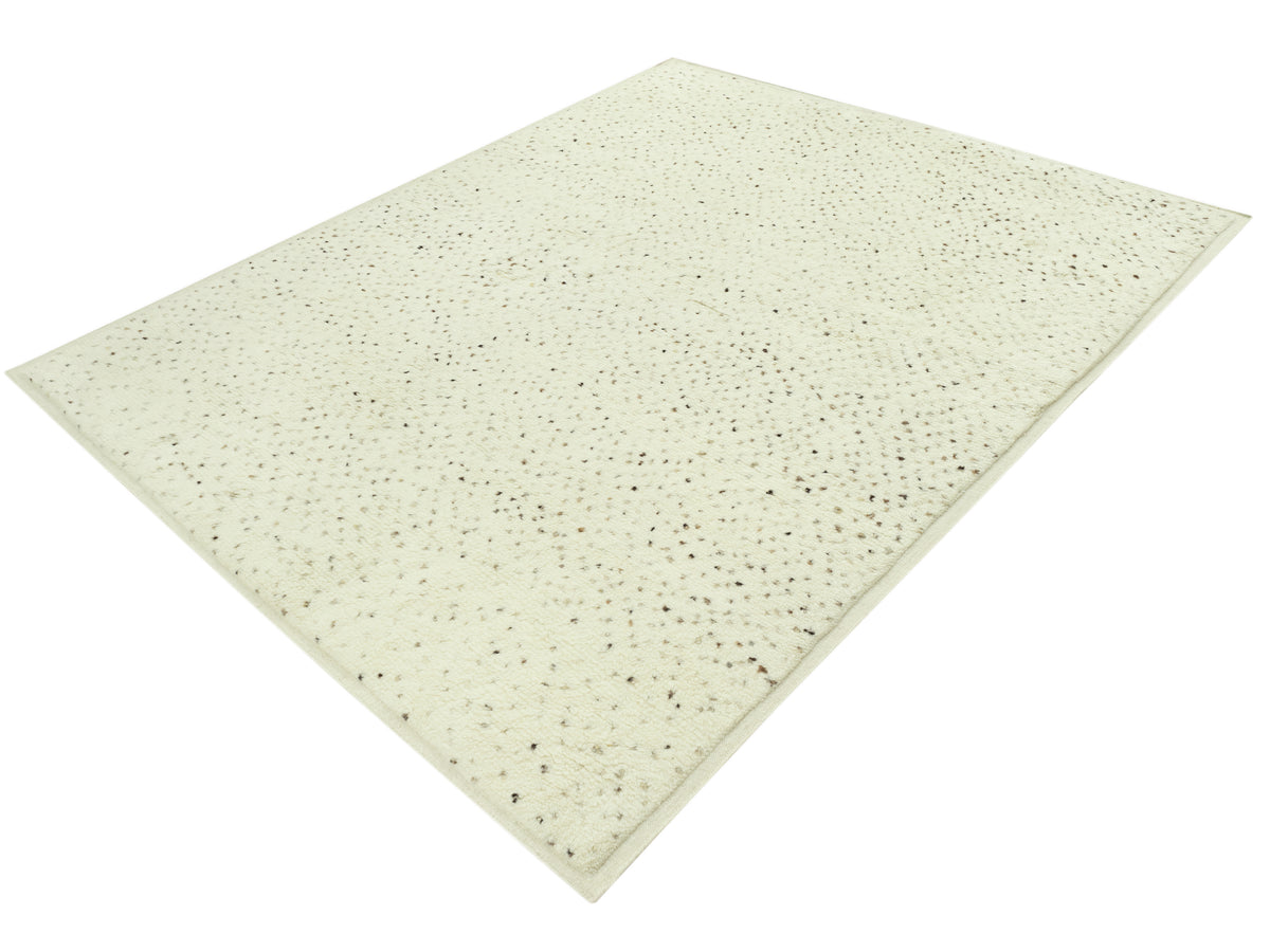 Teppich 300x250 cm mit Diagonalansicht: Creme mit dunklen Punkten, flach gewebt