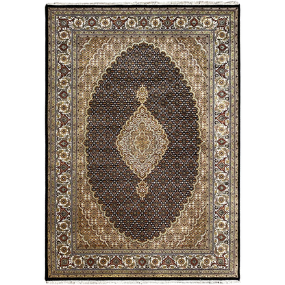 Teppich im Tabriz-Stil mit dunklem Mittelmedaillon und beigem Ornamenteinsatz
