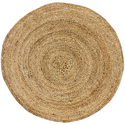 Round jute rug, beige-gold with a spiral weave pattern (80×80 cm)