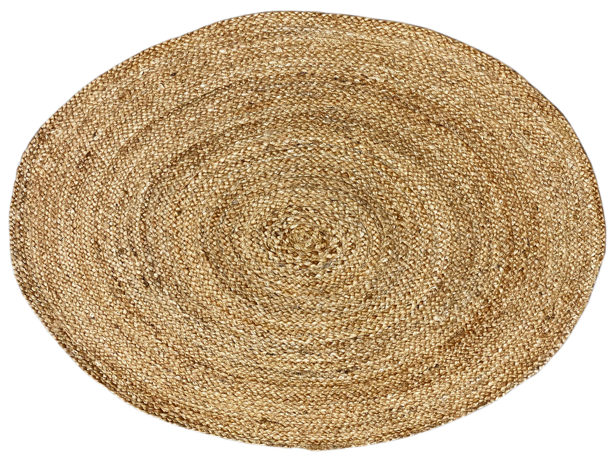 Round jute rug with a beige spiral weave pattern (80×80 cm)